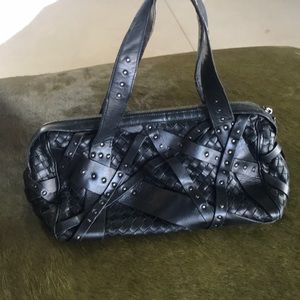 Bottega venata black stitched studded bag